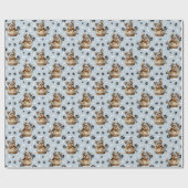 Schattigee Yorkie Puppy in Basket Paw Print Cadeaupapier (Vlak)