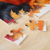 Schattigee Yorkie Terrier Herfstbladeren en pompoe Legpuzzel (Zijkant)