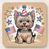 Schattigee Yorkie viert Onafhankelijkheidsdag Bier Onderzetter (Voorkant)