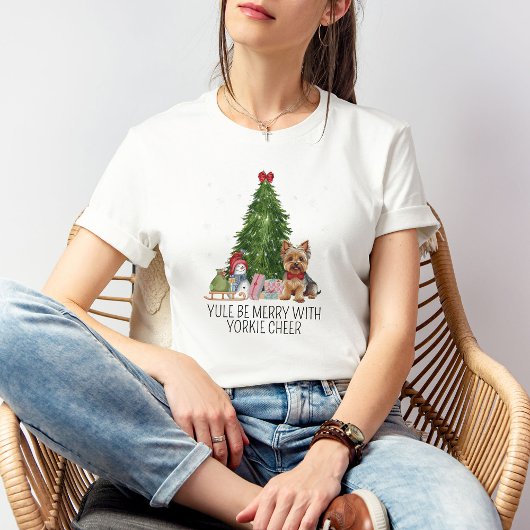Schattigee Yorkshire Terrier Christmas T-shirt aan