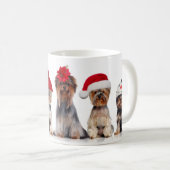 Schattigee Yorkshire Terrier Dogs met Kerst Petten Koffiemok (Voorkant rechts)