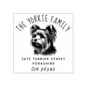 Schattigee Yorkshire Terrier Familienaam Retouradr Rubberstempel (Afrduk)