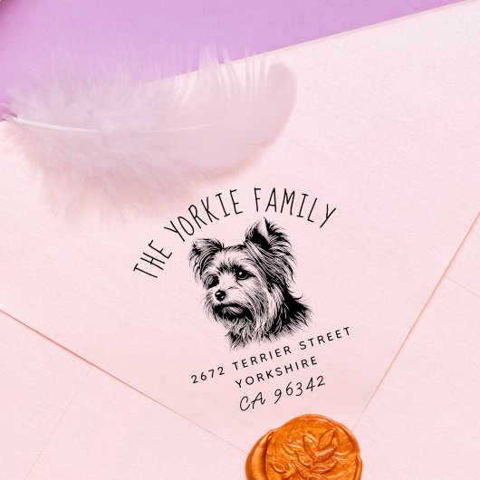 Schattigee Yorkshire Terrier Familienaam Retouradr Rubberstempel
