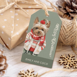 Schattigee Yorkshire Terrier gepersonaliseerde vak Cadeaulabel