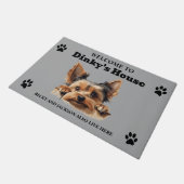 Schattigee Yorkshire Terrier Hond Foto Deurmat (Schuin)