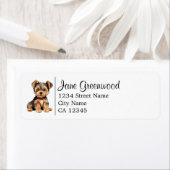 Schattigee Yorkshire Terrier hondennaam en adres Etiket (Insitu)