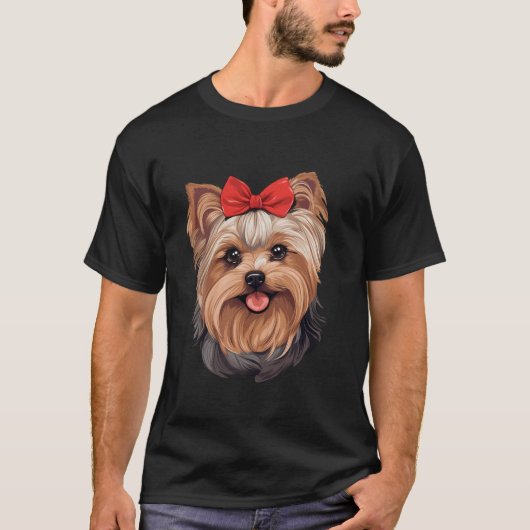 Schattigee Yorkshire Terrier in een Bow Stropdas H T-shirt (Voorkant)