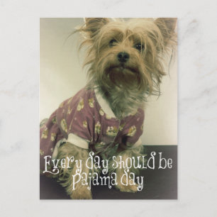Schattigee Yorkshire Terrier in pyjama met Quote Briefkaart