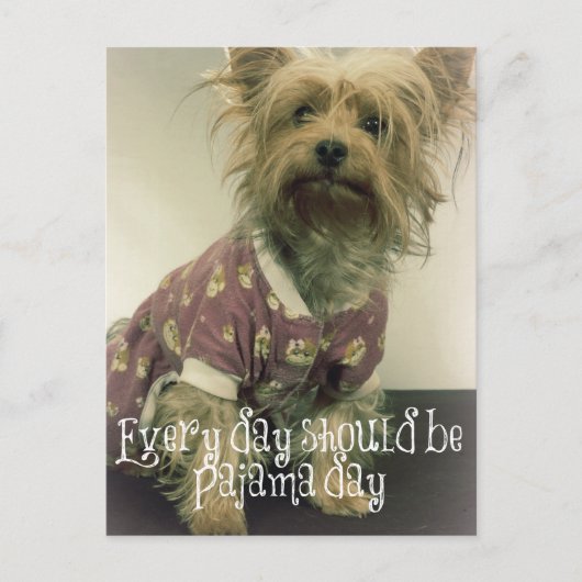 Schattigee Yorkshire Terrier in pyjama met Quote Briefkaart (Voorkant)