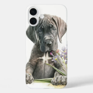 SCHATTIGEE YORKSHIRE TERRIER PUPPYHOND IN WILDE BL iPhone 16 PLUS HOESJE
