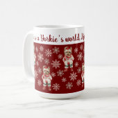Schattigee Yorkshire Terriër rode kerst Koffiemok (Voorkant links)