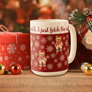 Schattigee Yorkshire Terriër rode kerst Koffiemok