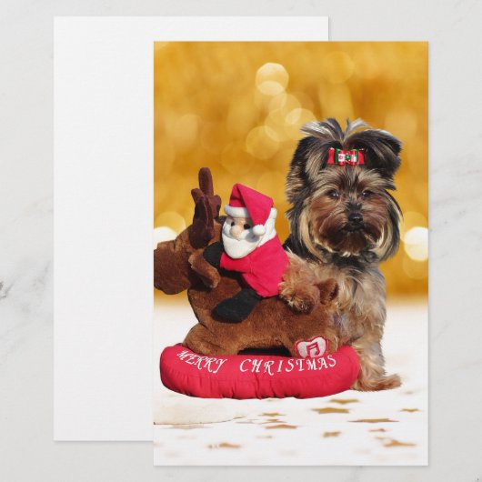 Schattigee Yorkshire Terrier Vrolijk kerstfeest Briefpapier (Voorkant / Achterkant)