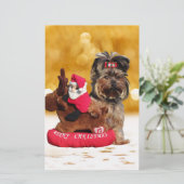 Schattigee Yorkshire Terrier Vrolijk kerstfeest Briefpapier (Staand voorkant)