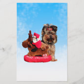 Schattigee Yorkshire Terrier Vrolijk kerstfeest Briefpapier (Voorkant)