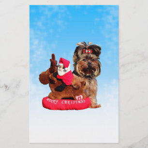 Schattigee Yorkshire Terrier Vrolijk kerstfeest Briefpapier
