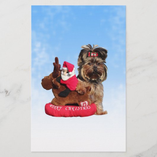 Schattigee Yorkshire Terrier Vrolijk kerstfeest Briefpapier (Voorkant)
