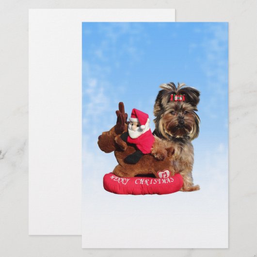 Schattigee Yorkshire Terrier Vrolijk kerstfeest Briefpapier (Voorkant / Achterkant)