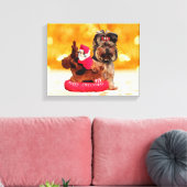 Schattigee Yorkshire Terrier Vrolijk kerstfeest Canvas Afdruk (Insitu (Woonkamer))
