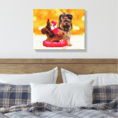 Schattigee Yorkshire Terrier Vrolijk kerstfeest Canvas Afdruk (Insitu (Slaapkamer))
