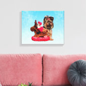 Schattigee Yorkshire Terrier Vrolijk kerstfeest Canvas Afdruk (Insitu (Woonkamer))