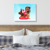 Schattigee Yorkshire Terrier Vrolijk kerstfeest Canvas Afdruk (Insitu (Slaapkamer))