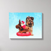 Schattigee Yorkshire Terrier Vrolijk kerstfeest Canvas Afdruk (Voorkant)