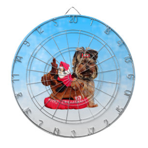 Schattigee Yorkshire Terrier Vrolijk kerstfeest Dartbord