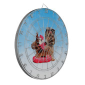 Schattigee Yorkshire Terrier Vrolijk kerstfeest Dartbord (Voorkant Links)