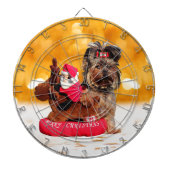 Schattigee Yorkshire Terrier Vrolijk kerstfeest Dartbord (Voorkant)