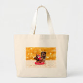 Schattigee Yorkshire Terrier Vrolijk kerstfeest Grote Tote Bag (Voorkant)
