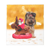 Schattigee Yorkshire Terrier Vrolijk kerstfeest Notitieblok (Voorkant)
