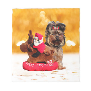Schattigee Yorkshire Terrier Vrolijk kerstfeest Notitieblok