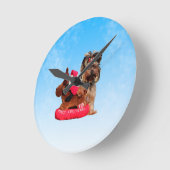 Schattigee Yorkshire Terrier Vrolijk kerstfeest Ronde Klok (Hoek)