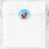 Schattigee Yorkshire Terrier Vrolijk kerstfeest Ronde Sticker (Tas)