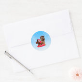 Schattigee Yorkshire Terrier Vrolijk kerstfeest Ronde Sticker (Envelop)