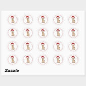 Schattigee Yorkshire Terrier Vrolijk kerstfeest Ronde Sticker (Vel)