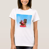 Schattigee Yorkshire Terrier Vrolijk kerstfeest T-shirt (Voorkant)