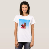 Schattigee Yorkshire Terrier Vrolijk kerstfeest T-shirt (Voorkant volledig)