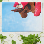 Schattigee Yorkshire Terrier Vrolijk kerstfeest Theedoek (Gevouwen)