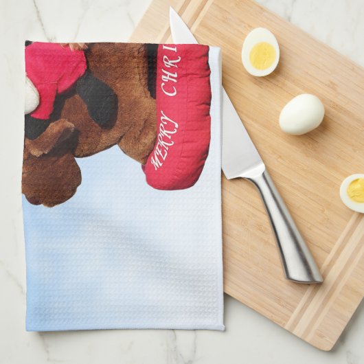 Schattigee Yorkshire Terrier Vrolijk kerstfeest Theedoek (Quarter Fold)