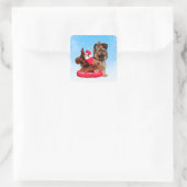 Schattigee Yorkshire Terrier Vrolijk kerstfeest Vierkante Sticker (Tas)