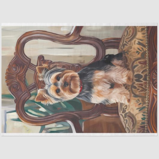 Schattigee Yorkshire Terrier Yorkie Portret Schild Tissuepapier (Voorkant)