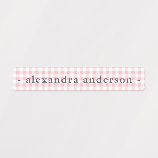 Schattigee Zachte Roze Gingham Kinder Waterdichte Labels (Design 1)