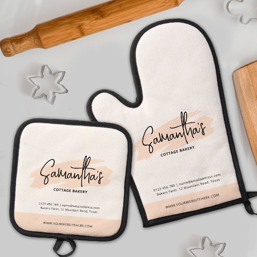 Schattigee zakelijke Logo Company Gift Oranje Wate Ovenwant & Pannenlap Set