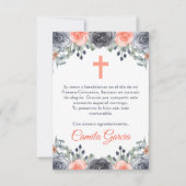  Schattigee zalm gekleurde eerste communie Bedankkaart (Voorkant)