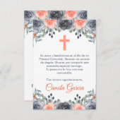  Schattigee zalm gekleurde eerste communie Bedankkaart (Voorkant / Achterkant)