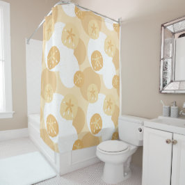 Schattigee Zanddollar Kustprint Beige White Patter Douchegordijn