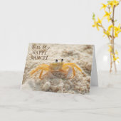 Schattigee Zandkrab Happy Dance Kaart (Gele Bloem)