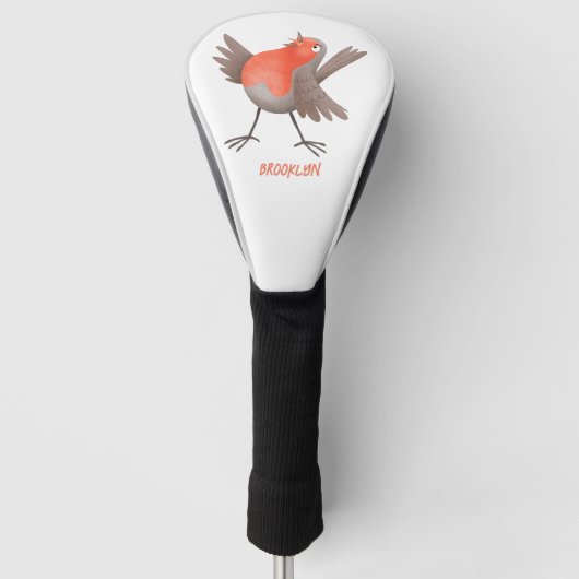Schattigee zang Robin Bird gepersonaliseerde carto Golfheadcover (Voorkant)